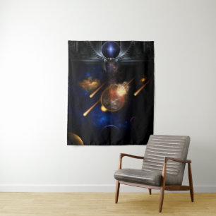 Asteroïde Apocalypse Fractal Art Spacescape Wandkleed