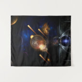 Asteroïde Apocalypse Fractal Art Spacescape Wandkleed (Voorkant (horizontaal))