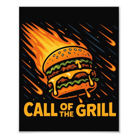 Asteroïde Burger Call van de Grill Foto Afdruk (Voorkant)
