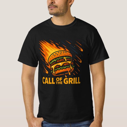 Asteroïde Burger Call van de Grill T-shirt (Voorkant)