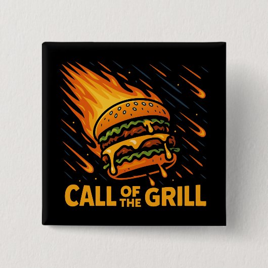 Asteroïde Burger Call van de Grill Vierkante Button 5,1 Cm (Voorkant)