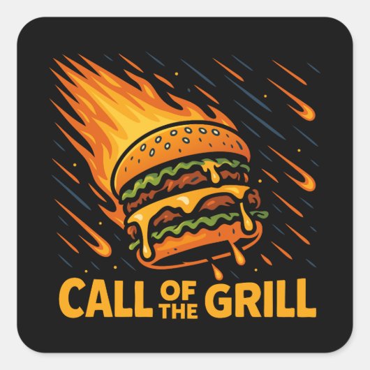 Asteroïde Burger Call van de Grill Vierkante Sticker (Voorkant)