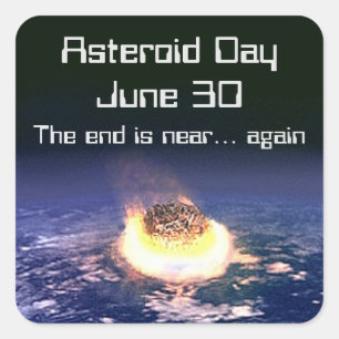 Asteroïde dag 30 juni vierkante sticker