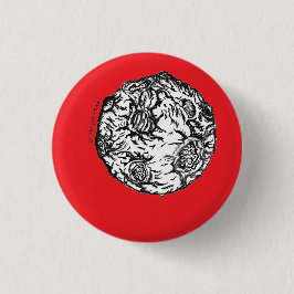 Asteroïde op rode achtergrond ronde button 3,2 cm