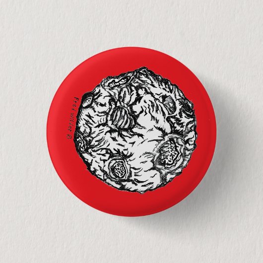 Asteroïde op rode achtergrond ronde button 3,2 cm (Voorkant)