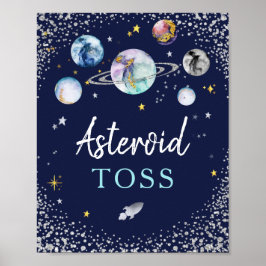Asteroïde Toss Space Galaxy Birthday Party Poster