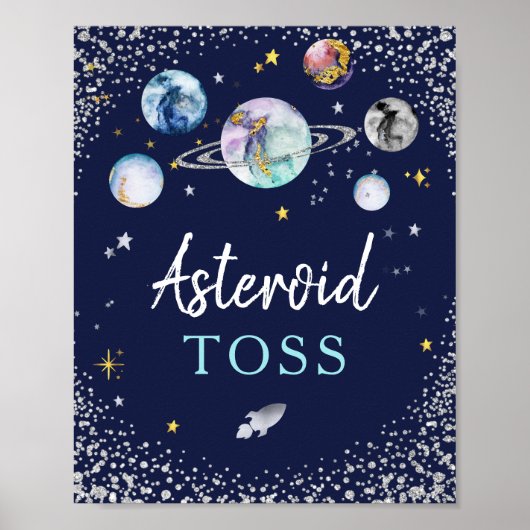 Asteroïde Toss Space Galaxy Birthday Party Poster (Voorkant)