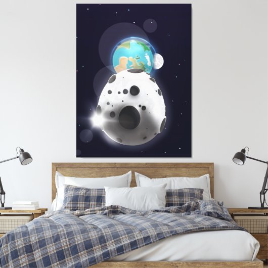Asteroïde treft de planeet aarde! canvas afdruk (Insitu (Slaapkamer))