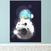 Asteroïde treft de planeet aarde! canvas afdruk (Insitu (Houten vloer))