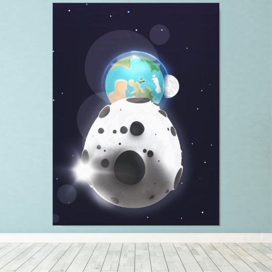 Asteroïde treft de planeet aarde! canvas afdruk (Insitu (Houten vloer))