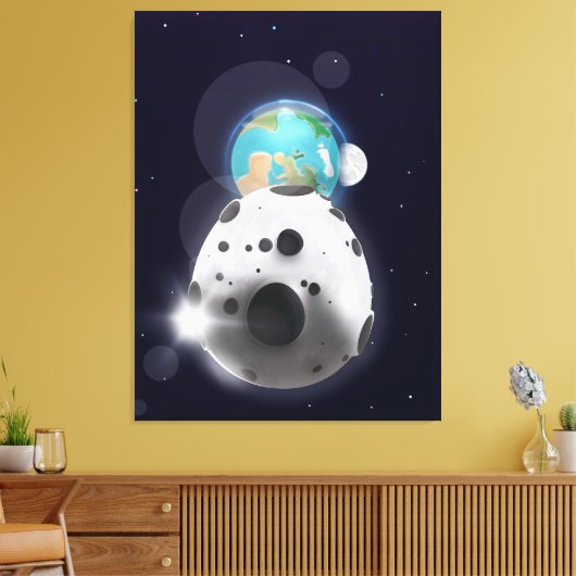 Asteroïde treft de planeet aarde! canvas afdruk (Insitu (Woonkamer))