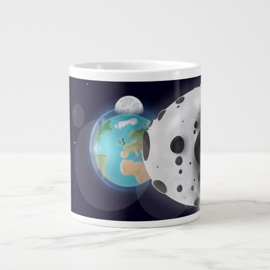 Asteroïde treft de planeet aarde! grote koffiekop (Voorkant)