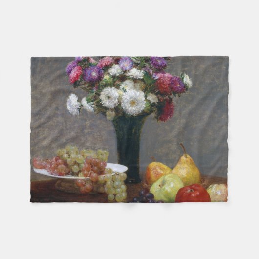 Asters en fruit, Henri Fantin-Latour Fleece Deken (Voorkant (Horizontaal))