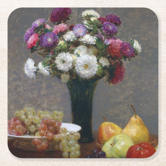 Asters en fruit, Henri Fantin-Latour Kartonnen Onderzetters (Voorkant)