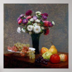 Asters en fruit, Henri Fantin-Latour Poster
