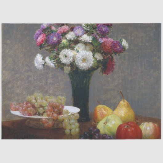 Asters en fruit, Henri Fantin-Latour Tissuepapier (Voorkant)