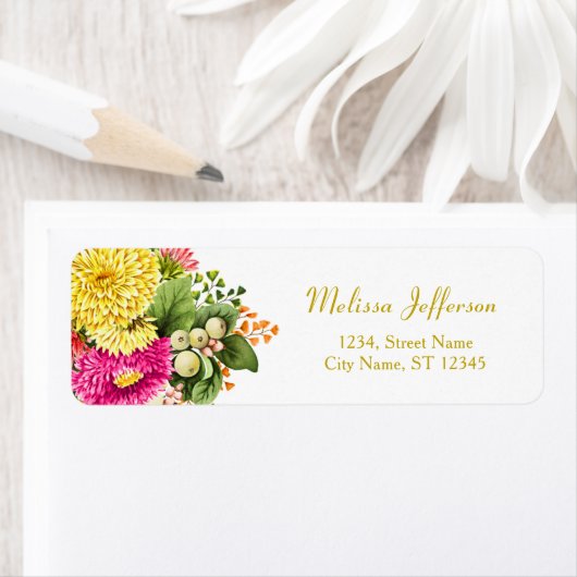  Asters Hot Pink Return Address Label (Insitu)