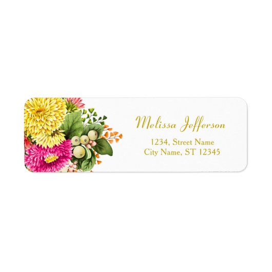  Asters Hot Pink Return Address Label (Voorkant)