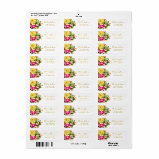  Asters Hot Pink Return Address Label (Full Sheet)
