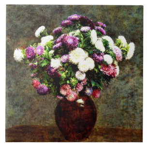 Asters in een schilderij van de Vase - Henri Fanti Tegeltje