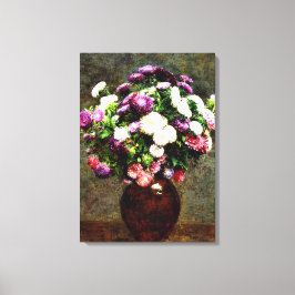 Asters in een Vaas - Henri Fantin-Latour schilderi Canvas Afdruk