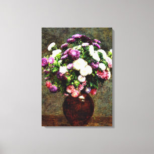 Asters in een Vaas - Henri Fantin-Latour schilderi Canvas Afdruk