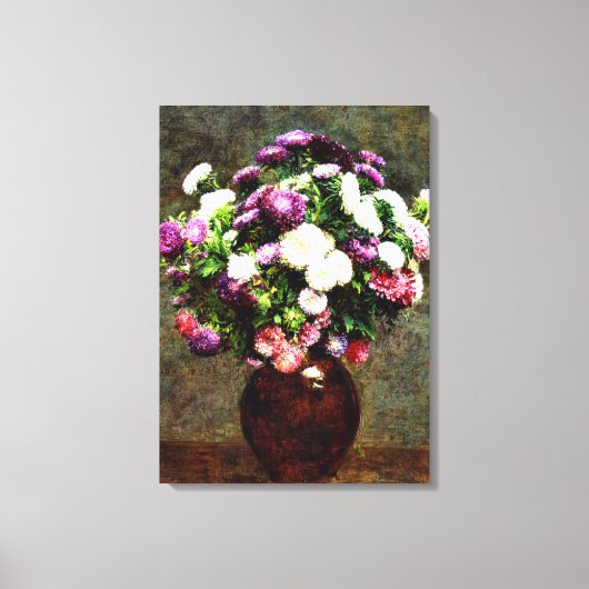 Asters in een vaas - Henri Fantin-Latour-schilderi Canvas Afdruk (Voorkant)