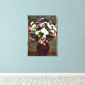 Asters in een vaas - Henri Fantin-Latour-schilderi Canvas Afdruk (Insitu (Houten vloer))