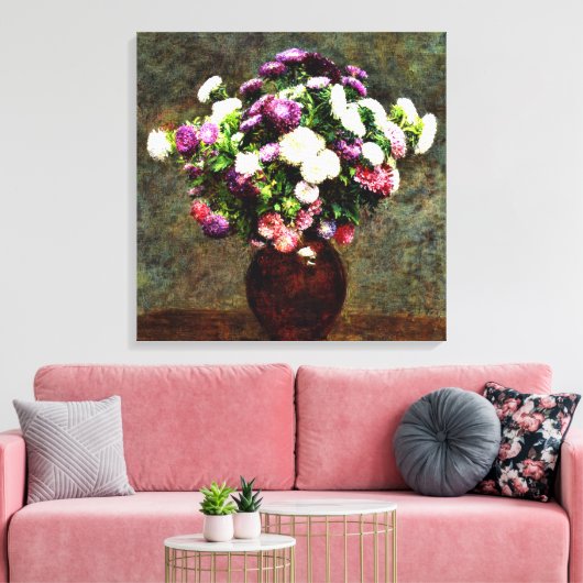 Asters in een Vase Canvas Afdruk (Insitu (Woonkamer))