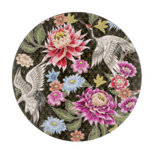 Asters kranen: Geschilderde naadloze Japanse stijl Snijplank