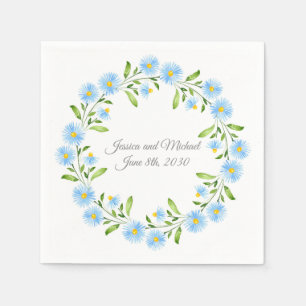 Asters Waterverf Floral Wreath Servet