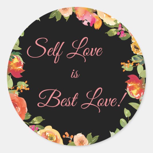 Asthestic Bloemen zwarte selflove Sticker (Voorkant)