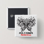 Asthma Awareness Butterfly Vierkante Button 5,1 Cm (Voorkant /achterkant)