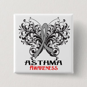 Asthma Awareness Butterfly Vierkante Button 5,1 Cm