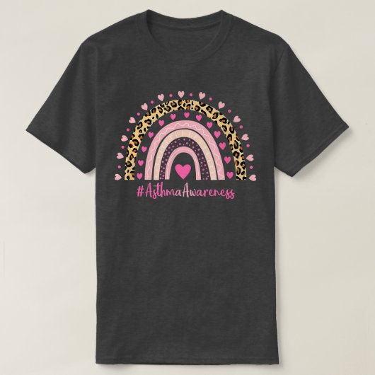 Asthma Awareness Pink Heart Leopard Rainbow Asthma T-shirt (Design voorkant)