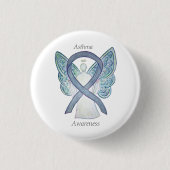 Asthma Awareness Ribbon Angel Custom Button Pins (Voorkant)
