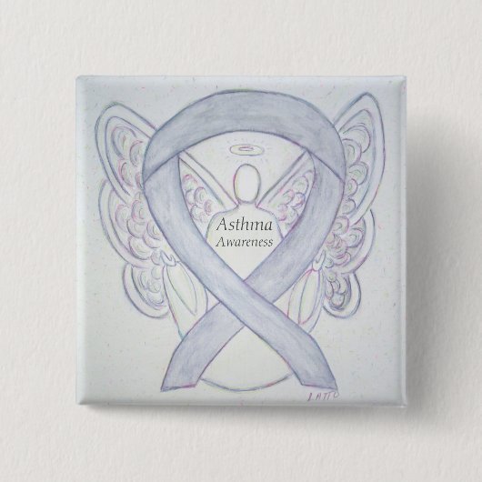 Asthma Awareness Ribbon Angel Custom Button Pins (Voorkant)