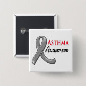 Asthma Awareness Ribbon Vierkante Button 5,1 Cm (Voorkant /achterkant)