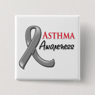 Asthma Awareness Ribbon Vierkante Button 5,1 Cm