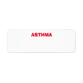 ASTHMA- gezondheidsrisico's, etiket van aandoening (Voorkant)