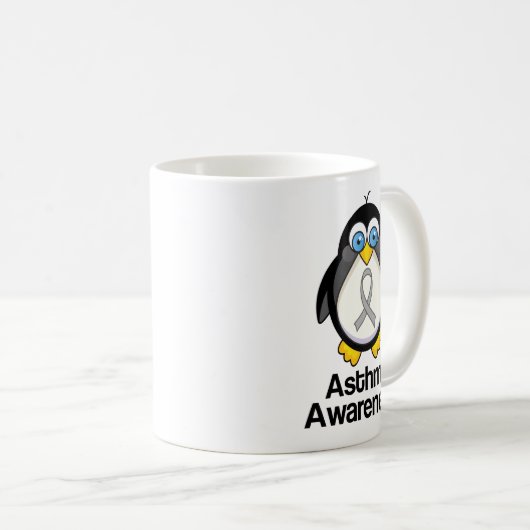 Asthma Gray Ribbon Support Penguin Koffiemok (Voorkant rechts)