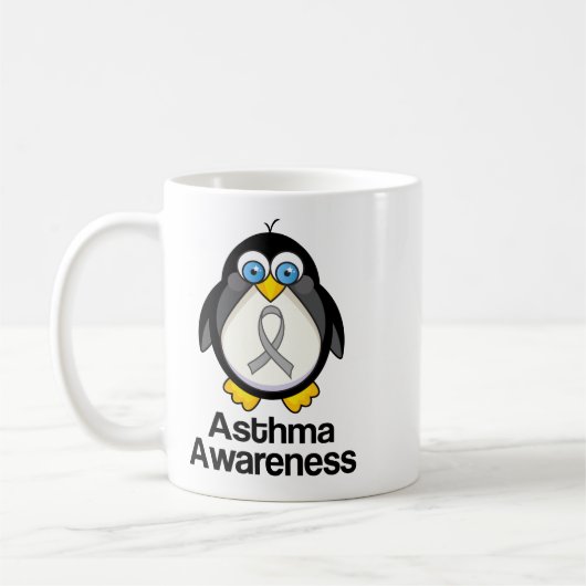 Asthma Gray Ribbon Support Penguin Koffiemok (Links)