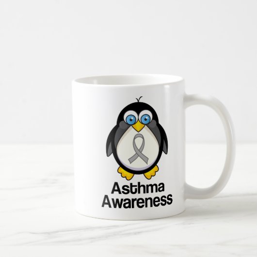 Asthma Gray Ribbon Support Penguin Koffiemok (Rechts)