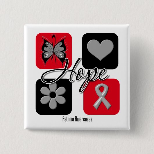 Asthma Hope Love Inspire Awareness Vierkante Button 5,1 Cm (Voorkant)