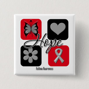 Asthma Hope Love Inspire Awareness Vierkante Button 5,1 Cm