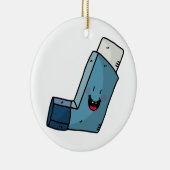 Asthma Inhaler happy cartoon Keramisch Ornament (Rechts)