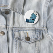 Asthma Inhaler happy cartoon Ronde Button 5,7 Cm (In situ)