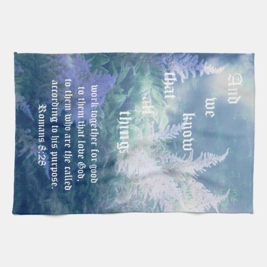 Astilbe Blue Mist Romeinen 8:28 Theedoek (Horizontaal)