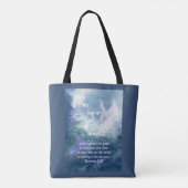 Astilbe Blue Mist Romeinen 8:28 Tote Bag (Achterkant)