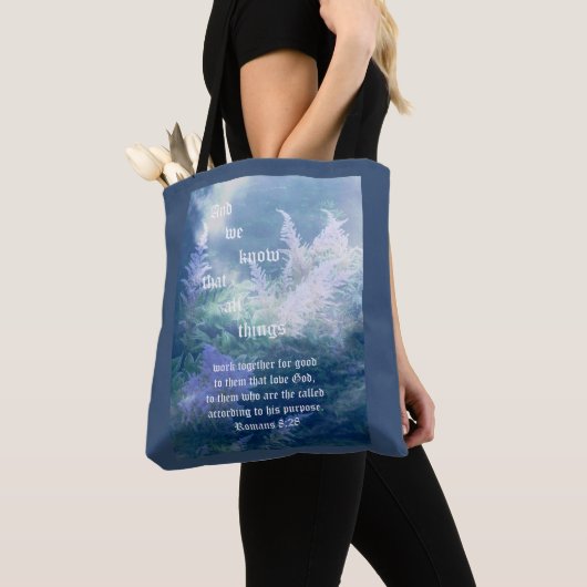 Astilbe Blue Mist Romeinen 8:28 Tote Bag (Dichtbij)